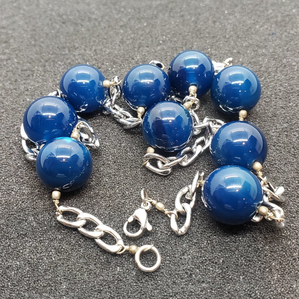 Blue Agate Stainless Steel Necklace 20" TGW 122.50 cts